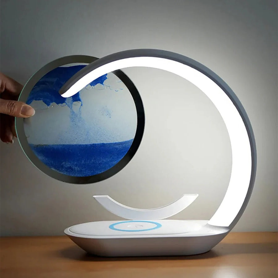 3D Sand Art Table Lamp with Wireless Charger