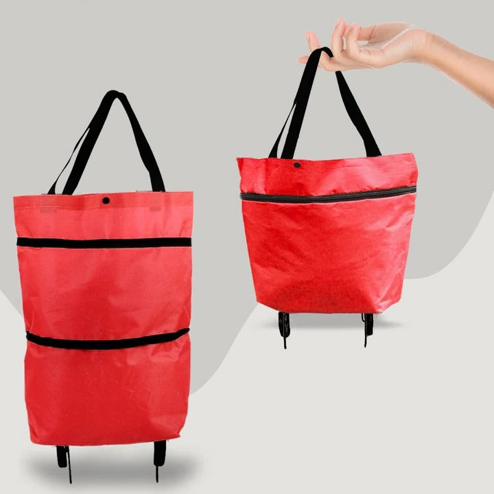 2 in 1 Foldable Shopping Bag with Wheels