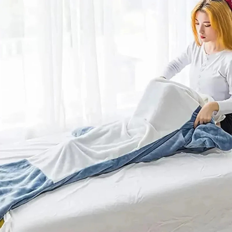 Cozy Shark Hooded Flannel Blanket