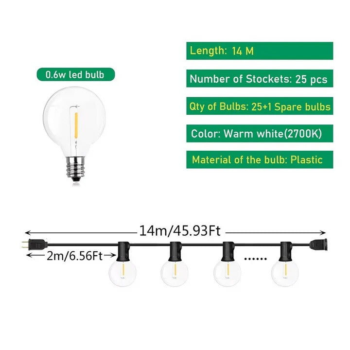 Outdoor LED Bulb String Lights for Home and Events