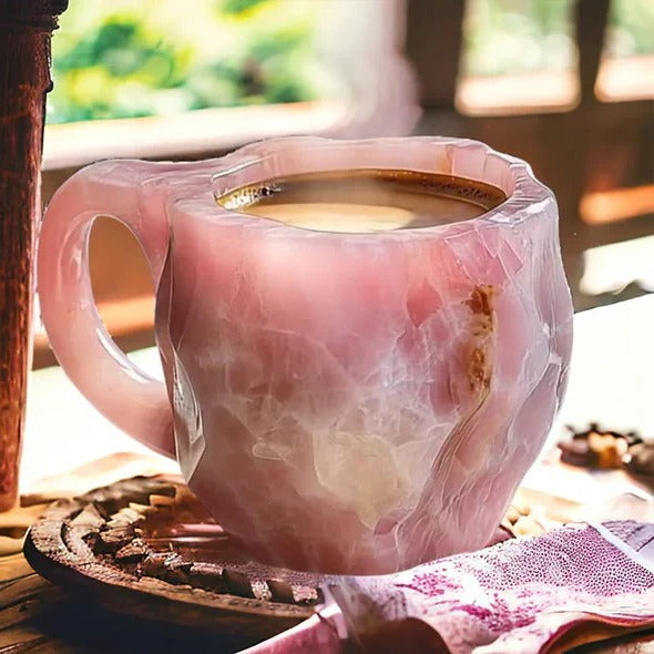 Faceted Mineral Crystal Coffee Mug – Elegant Glass Cup