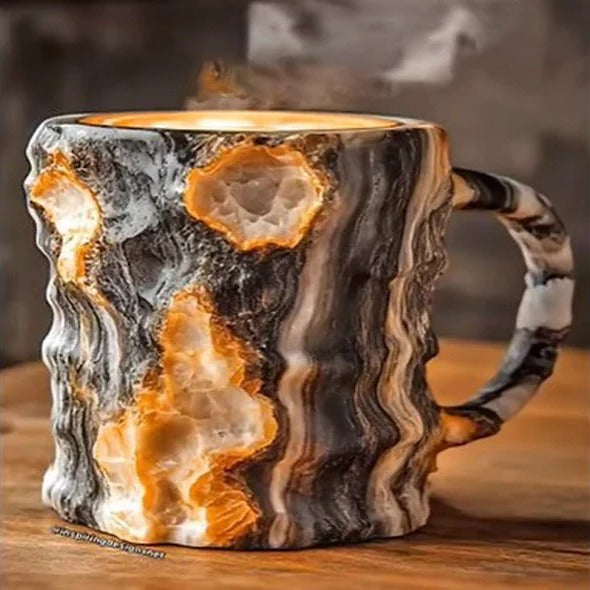 Faceted Mineral Crystal Coffee Mug – Elegant Glass Cup