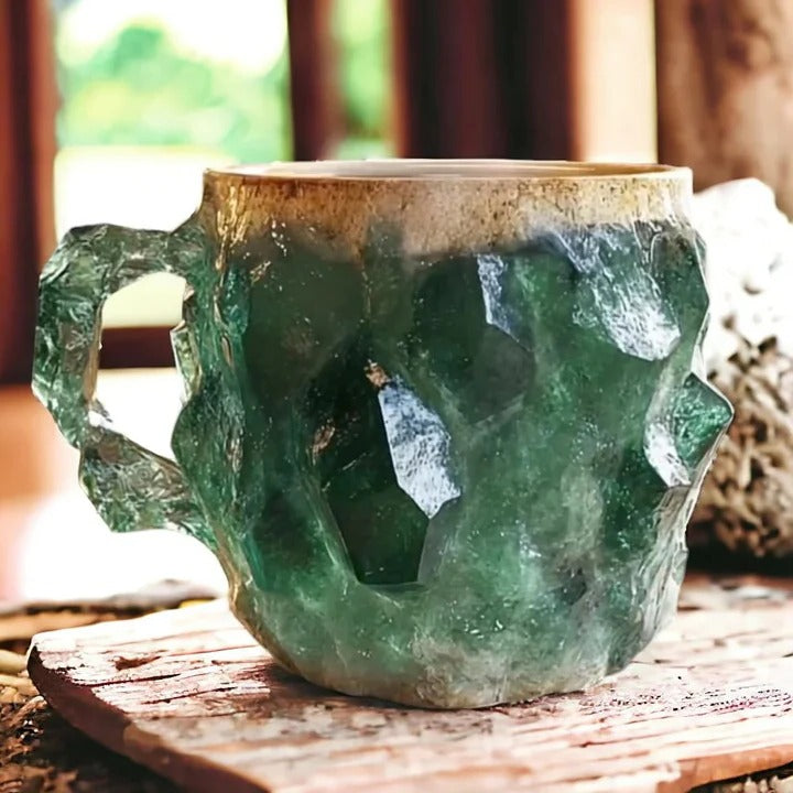 Faceted Mineral Crystal Coffee Mug – Elegant Glass Cup