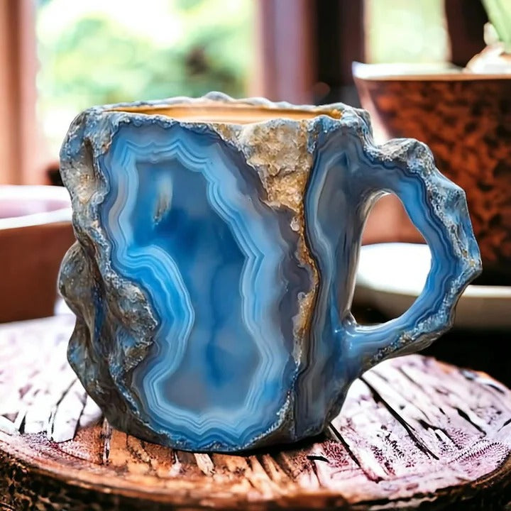 Faceted Mineral Crystal Coffee Mug – Elegant Glass Cup
