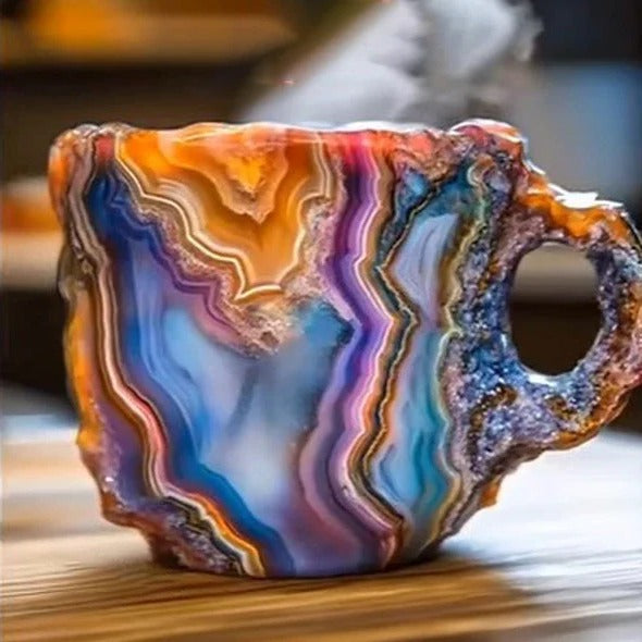 Faceted Mineral Crystal Coffee Mug – Elegant Glass Cup
