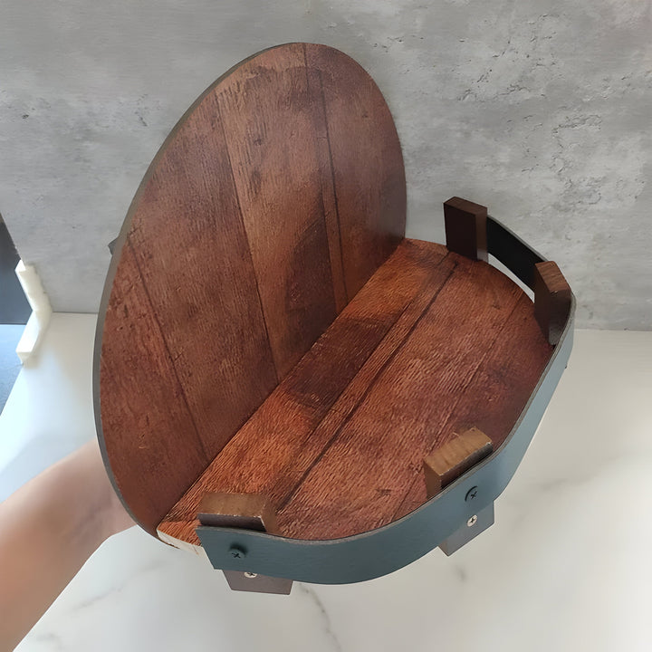 Rustic Whiskey Barrel Shelf – Bourbon Bottle Wall Display Rack