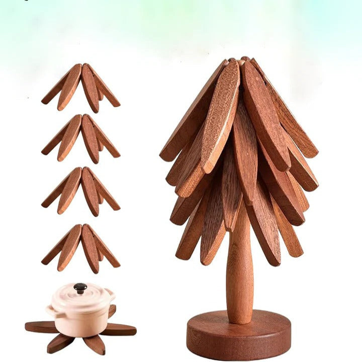 Heat Resistant Wooden Trivet Mat for Kitchen Countertops