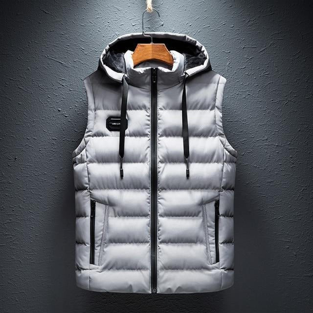 Basic Hooded Puffer Vest Plain Design