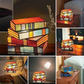 Stained Glass Stacked Book Lamp, Vintage Home Accent