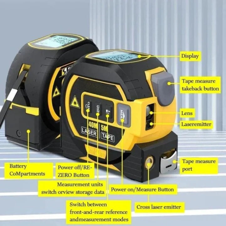 Multifunction 3 in 1 Laser Tape Measure with Infrared