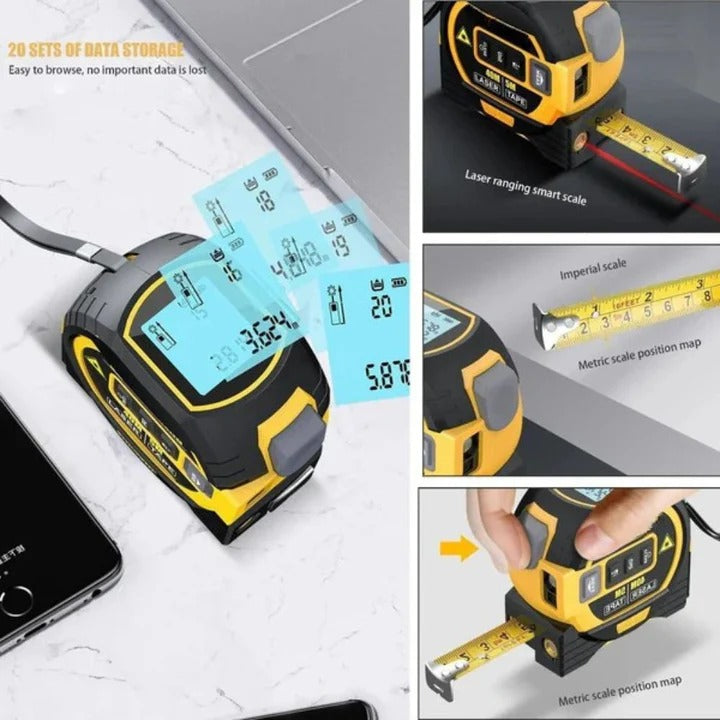Multifunction 3 in 1 Laser Tape Measure with Infrared
