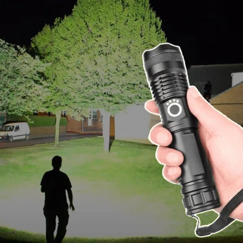 Rechargeable XHP502 LED Tactical Flashlight with Bright Beam