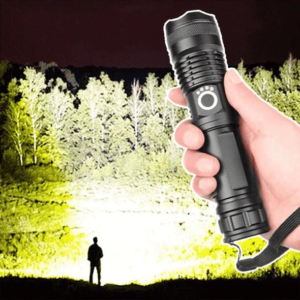 Rechargeable XHP502 LED Tactical Flashlight with Bright Beam