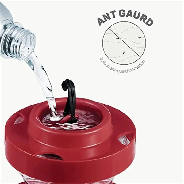 Hanging Bird Feeder Red for Hummingbirds with Built In Perch