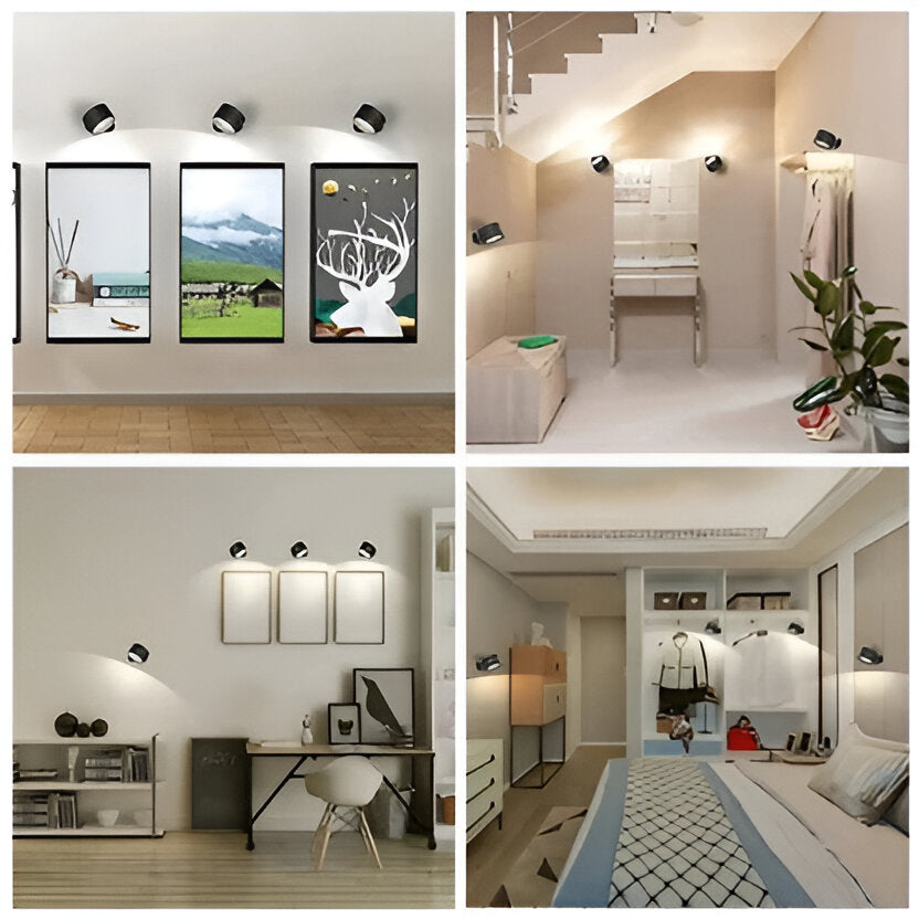 Rotating Wall Lamp, Cordless LED for Home
