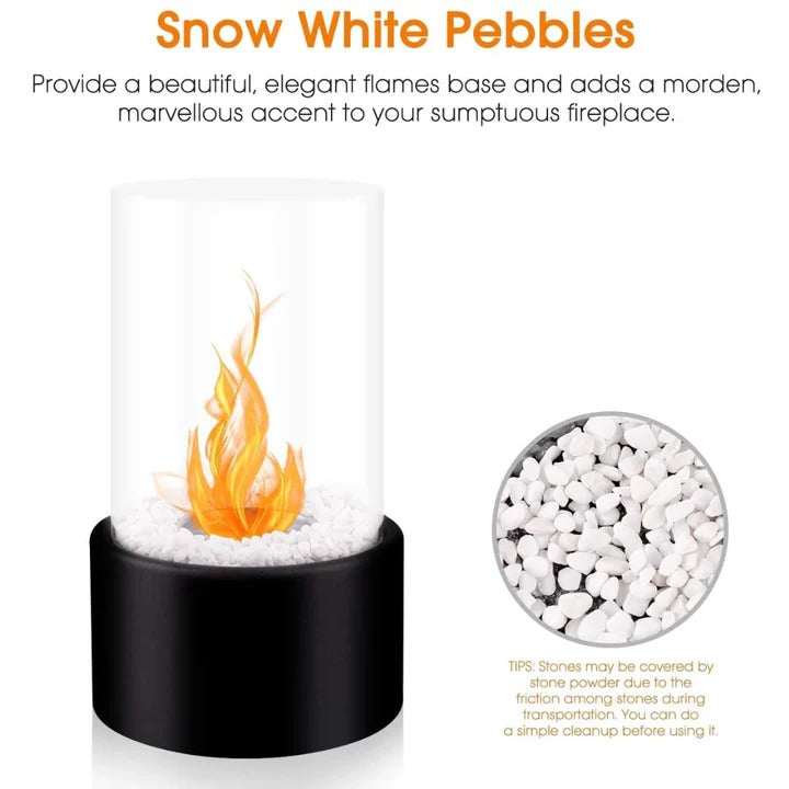 Glass Table Fireplace, Small and Portable
