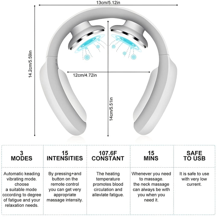 Portable Neck Massager with Pulse and Heat Functions