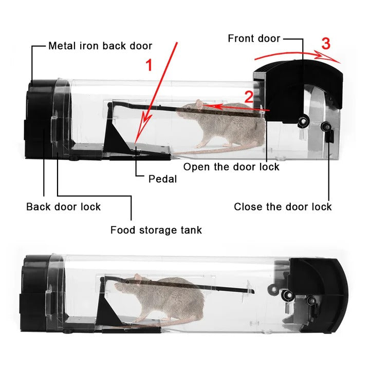 Havenholt Clear Live-Catch Mouse Trap with Locking Door