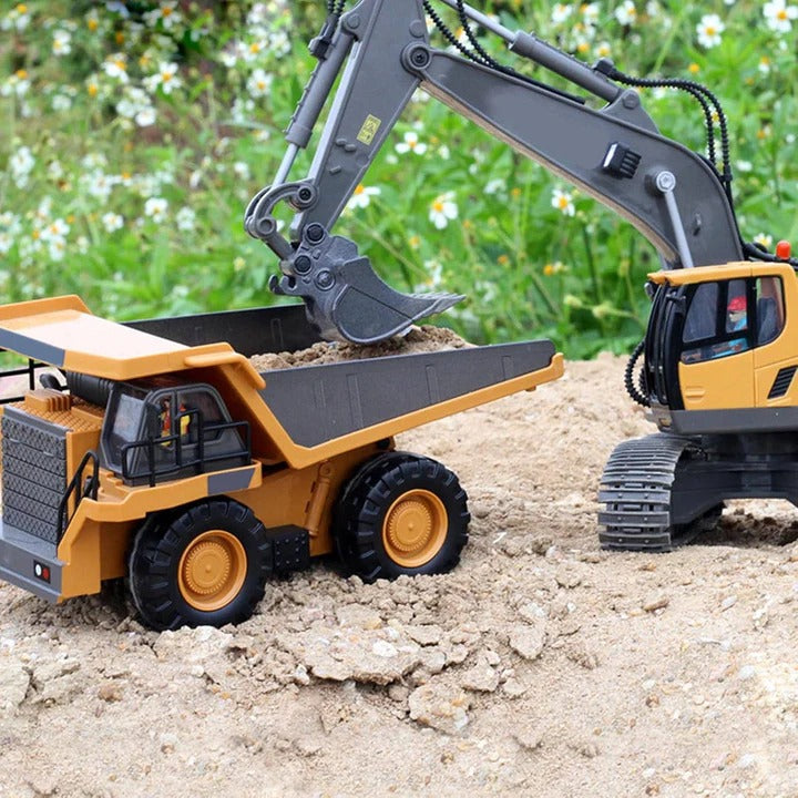 4WD Remote Control Toy Excavator Bulldozer and Dump Truck