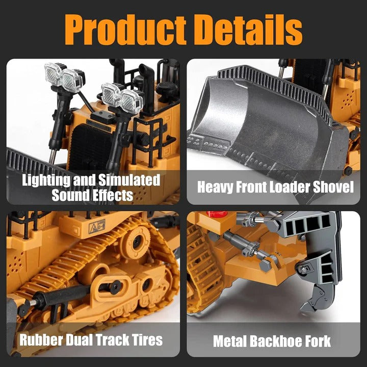 4WD Remote Control Toy Excavator Bulldozer and Dump Truck