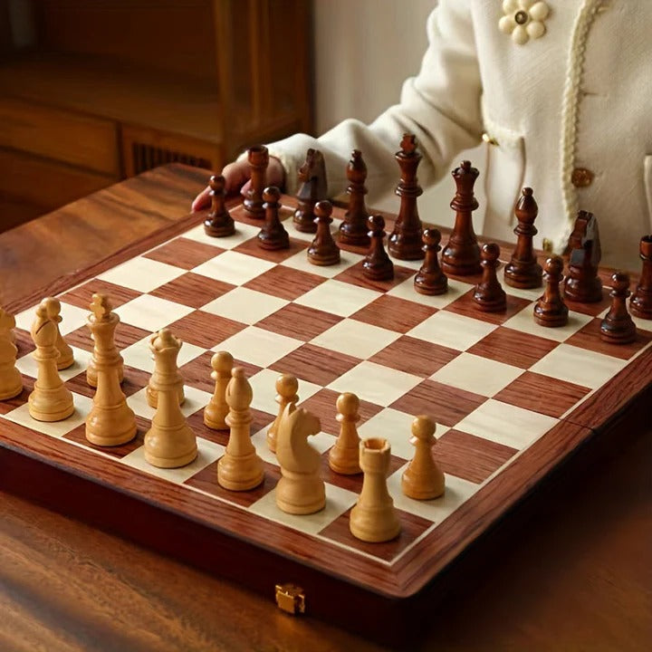 Wooden Chess Board and Pieces Set for Home and Travel