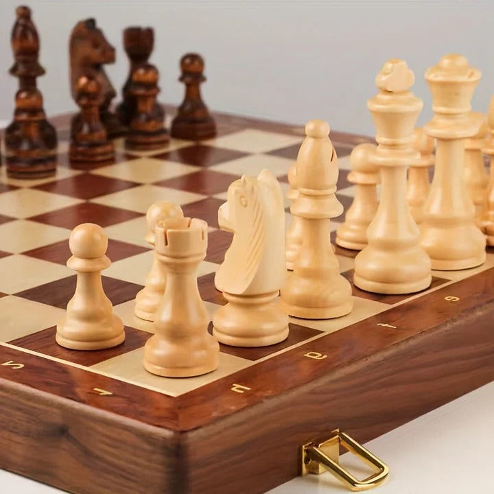 Wooden Chess Board and Pieces Set for Home and Travel