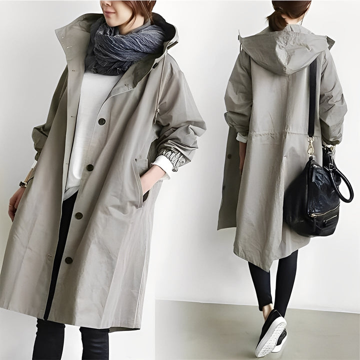 Women Trench Coat Hooded and Waterproof