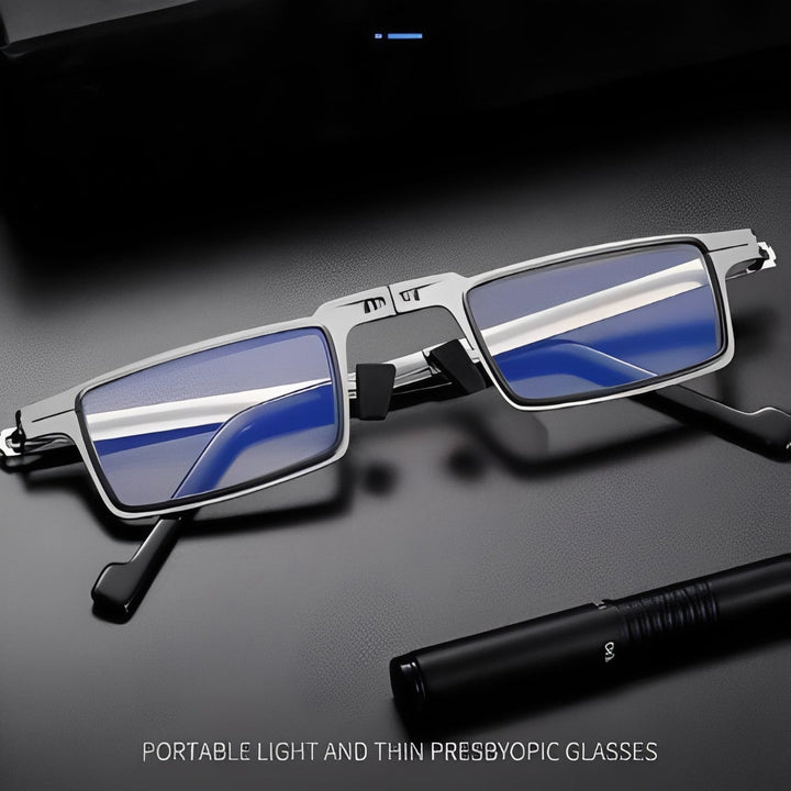 Pocket Reading Glasses Foldable Screwless Frame and Case