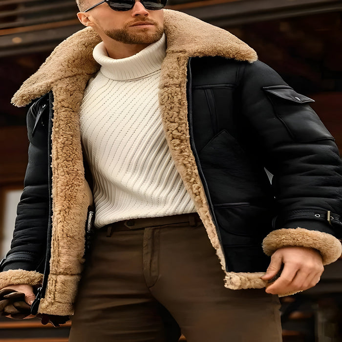 Camel Style Leather Flying Jacket for Men and Casual Wear