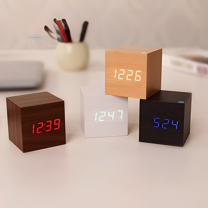 Digital Wood Clock Modern Style and LED Display
