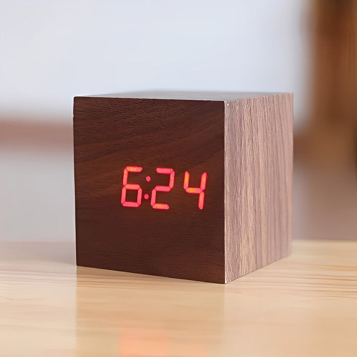 Digital Wood Clock Modern Style and LED Display