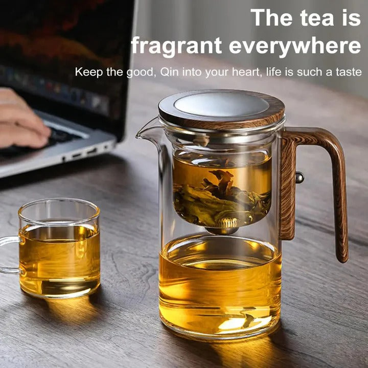 Glass Teapot with Water Separation Feature for Tea Brewing