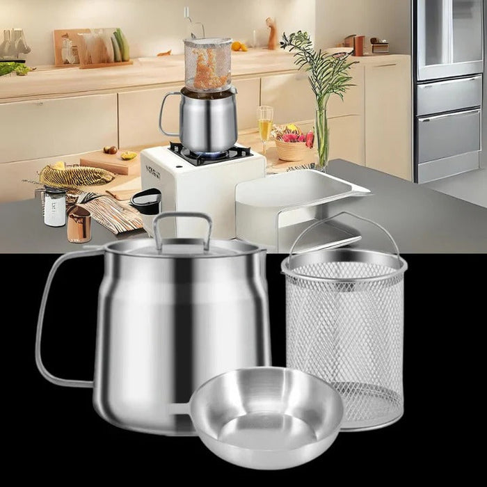 2 in 1 Deep Fryer Pot with Strainer for Home Cooking