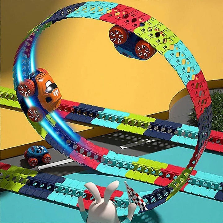 Havenholt Click-Together Race Track with Climbing Stunt Cars