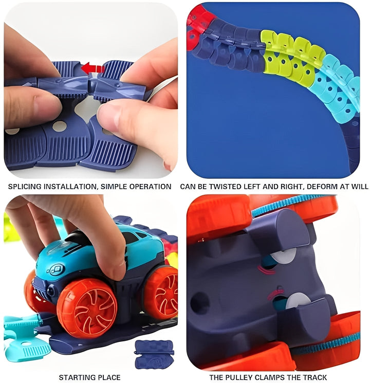 Havenholt Click-Together Race Track with Climbing Stunt Cars