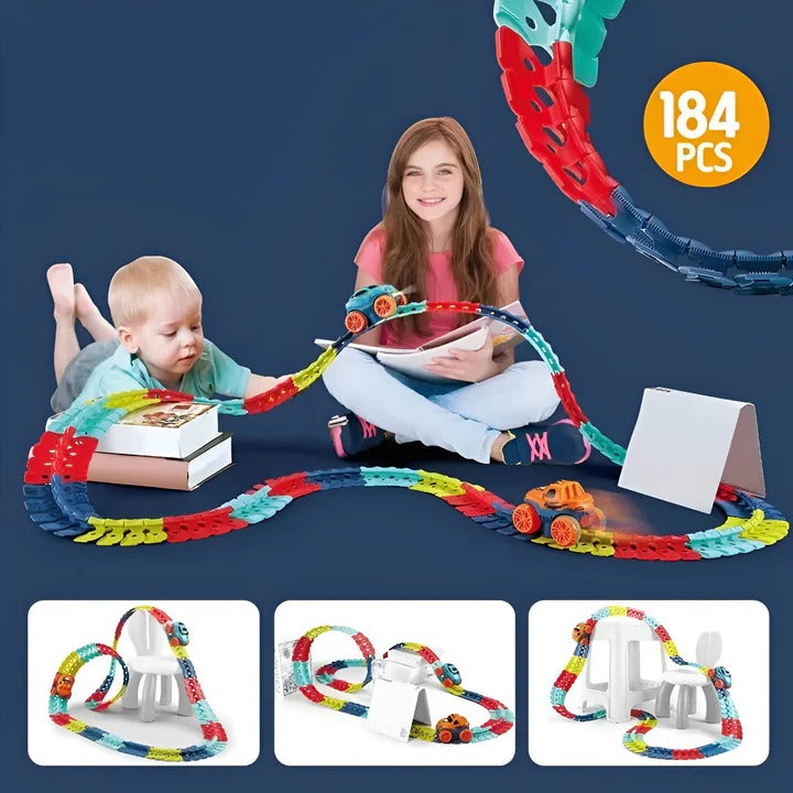 Havenholt Click-Together Race Track with Climbing Stunt Cars