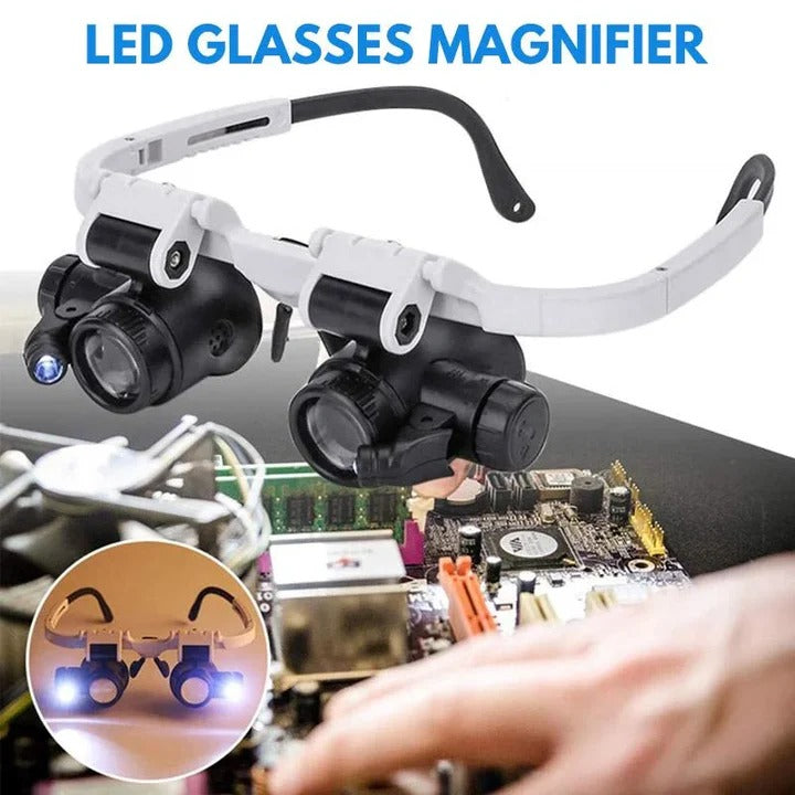 Hands Free Glasses Magnifier with LED 8x 15x 23x