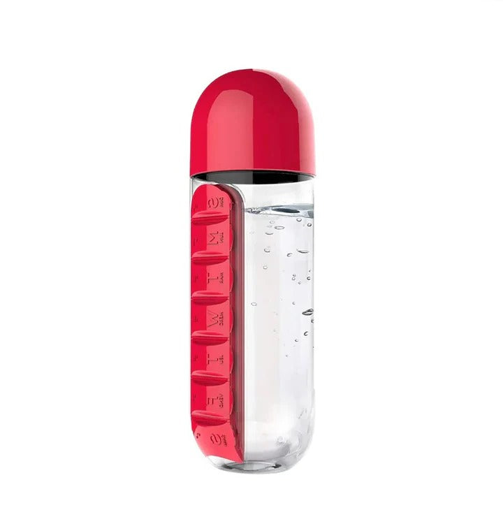 Pill Organizer Water Bottle for Medication and Hydration