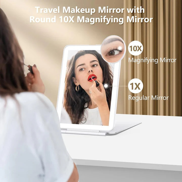 Travel Makeup Mirror Lighted with Magnification and LED