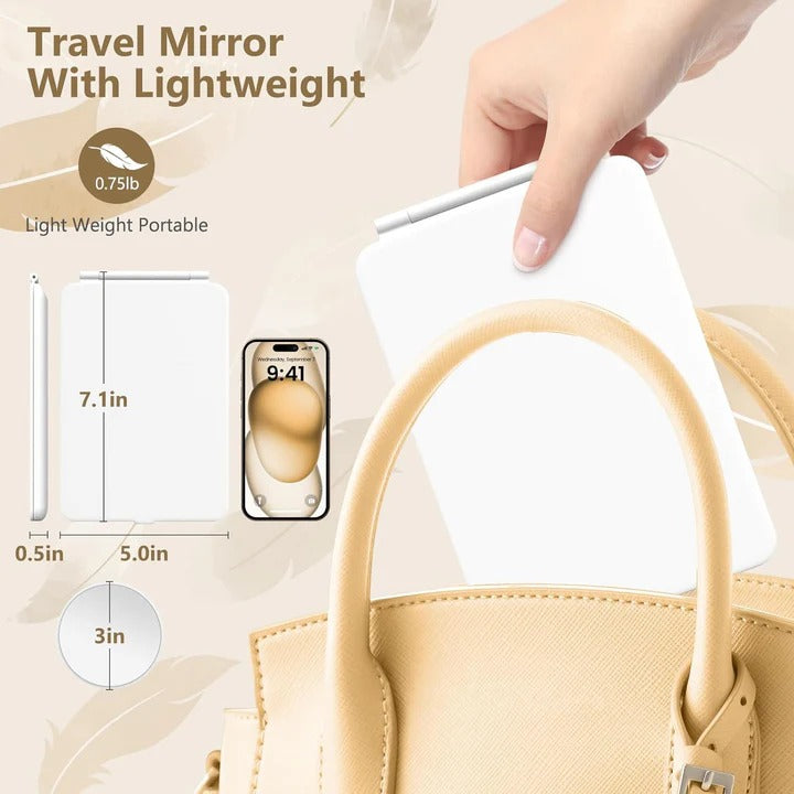 Travel Makeup Mirror Lighted with Magnification and LED