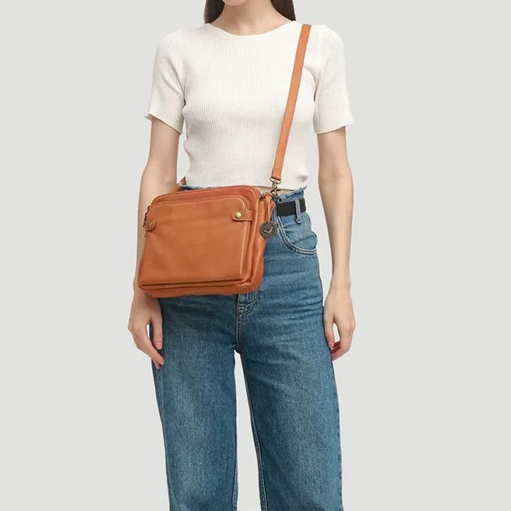 Havenholt Three-Layer Leather Crossbody Bag with Clutch