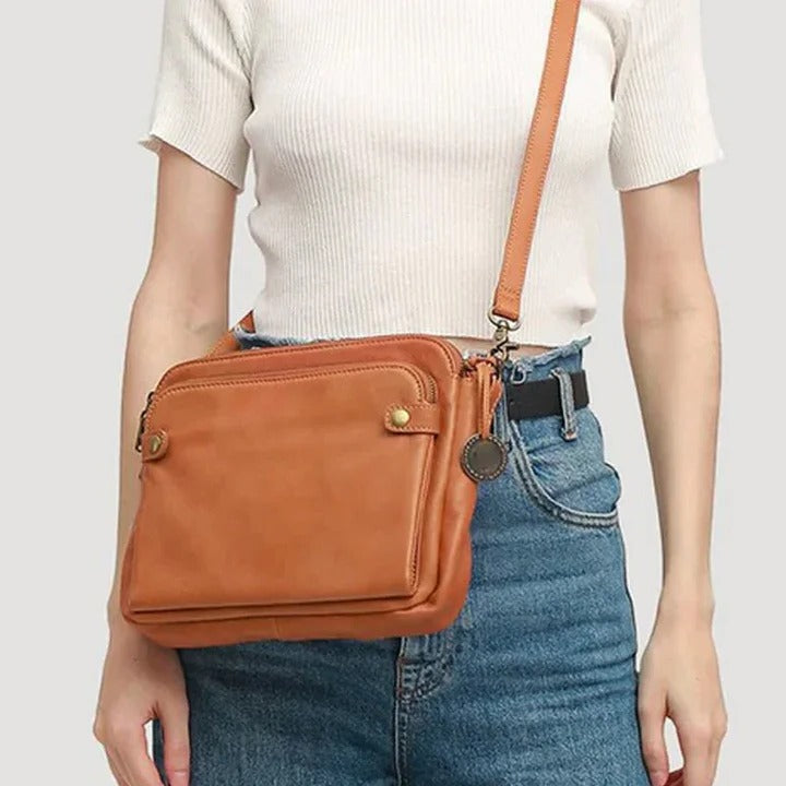 Havenholt Three-Layer Leather Crossbody Bag with Clutch