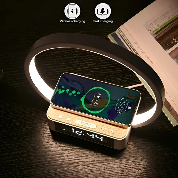 Havenholt Touch Table Lamp with Wireless Charger and Alarm Clock