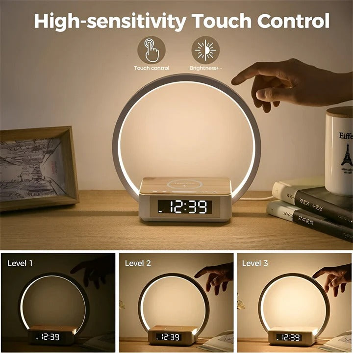 Havenholt Touch Table Lamp with Wireless Charger and Alarm Clock