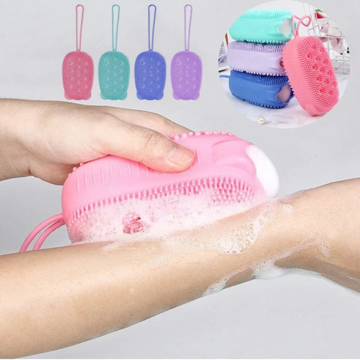 Silicone Bath Scrubber with Soap Dispenser for Exfoliation