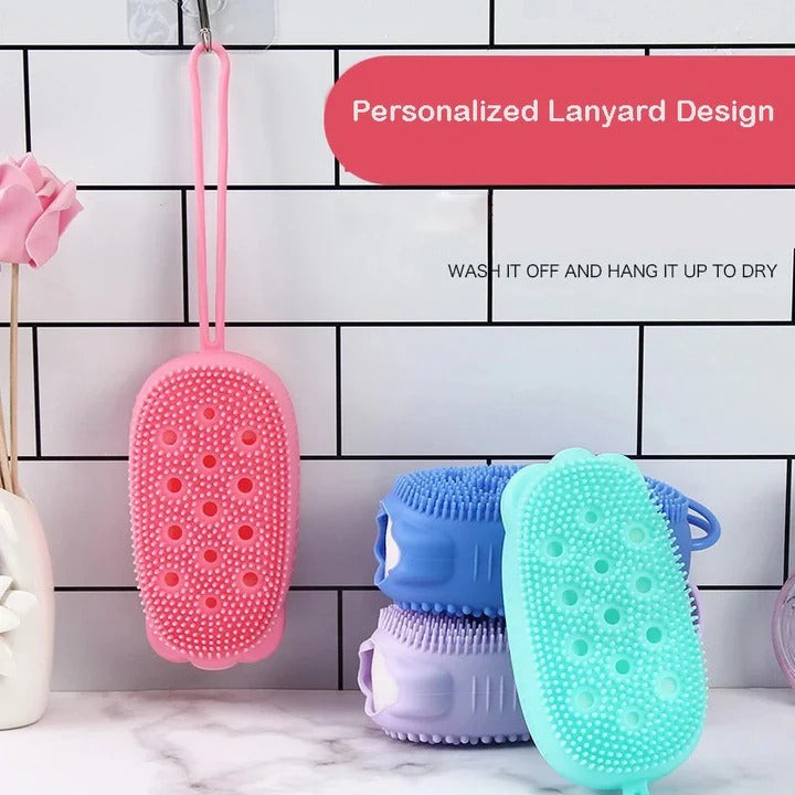 Silicone Bath Scrubber with Soap Dispenser for Exfoliation