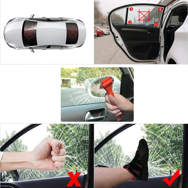 Car Emergency Escape Tool Set of 2 Window Breaker and Seat Belt Cutter