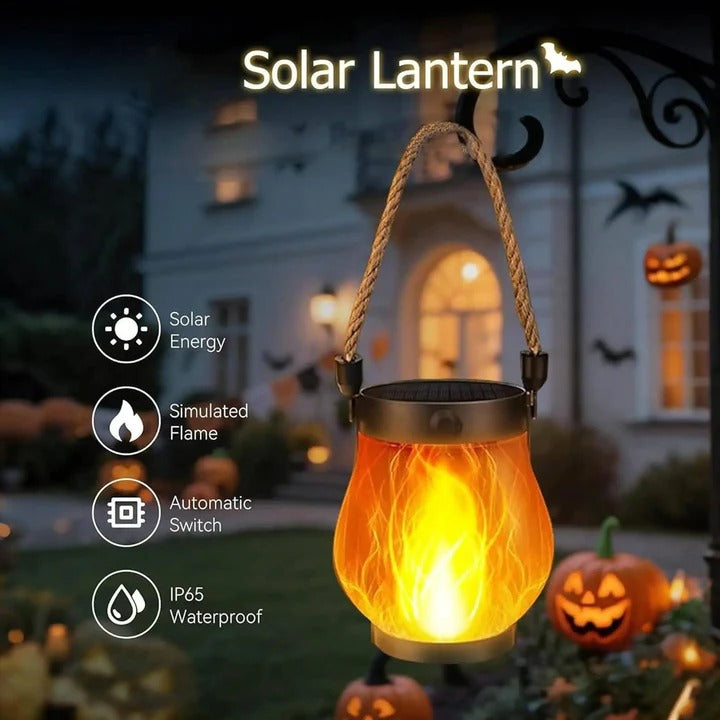 Waterproof Solar Porch Lanterns with Realistic Flickering Flame