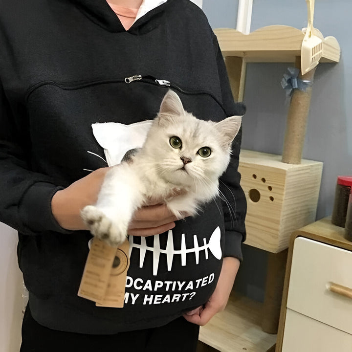 Fleece Sweatshirt with Cuddle Pouch for Cat and Small Pet Lovers