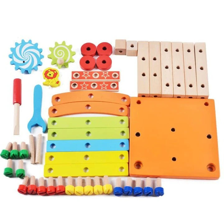 Wooden Learning Toy for Preschool Children with Interactive Activities